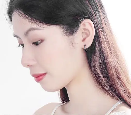 

Silver/black Silver Color Prevent Allergy Hoop Earrings Geometric Carving Small Hoop Earrings for Women Accessories