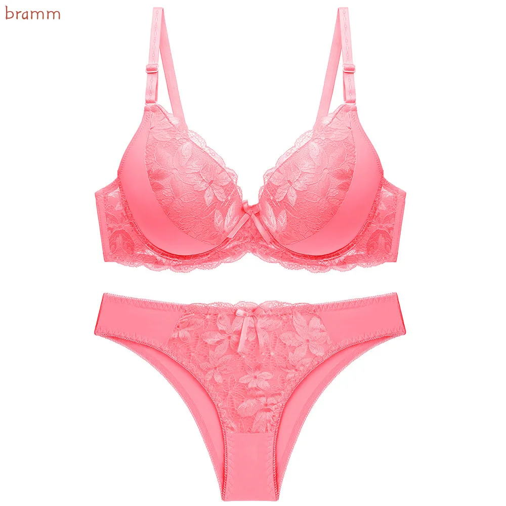 

New Sexy Lace Bra Set Underwear Set Solid Female Underwear Women Set Women Underwire Push Up Cup A B C underwear bra