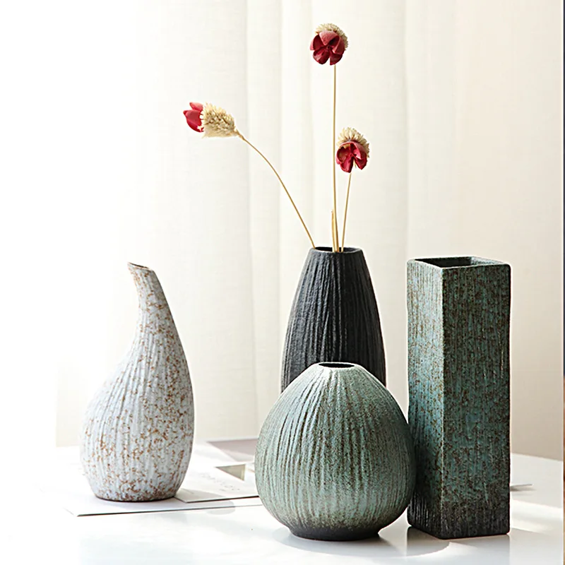 

Керамическая ваза в японском стиле, цветочный горшок в стиле ретро, керамический чайный набор, украшения дзен, домашнее украшение, керамика,...
