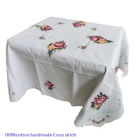 handmade cross stitch 100cotton white table cover cloth towel kitchen christmas tablecloth wedding party home new year decor