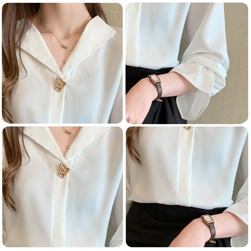 

2020 Autumn New Fashion Korean Satin Shirts Women Women's Long Sleeve Solid Office Lady Elegant Loose Ladies Tops Blusas 10497