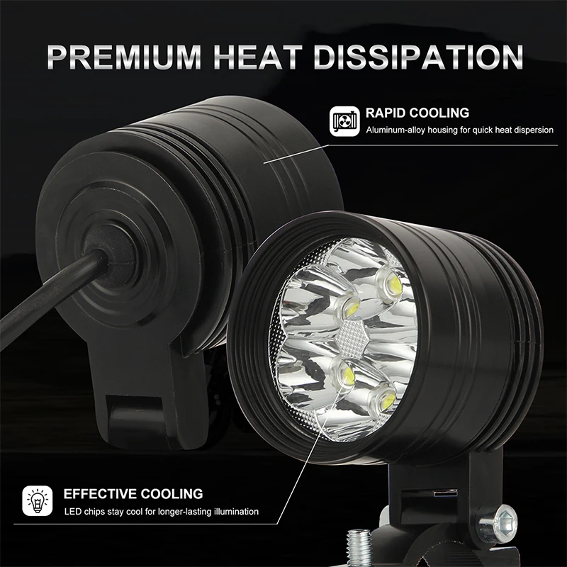 

Motorcycle Led Light Headlight 6500k White Super Bright 6-Leds Working Spot Light Motorbike Fog Lamp LED Scooters Spotlight