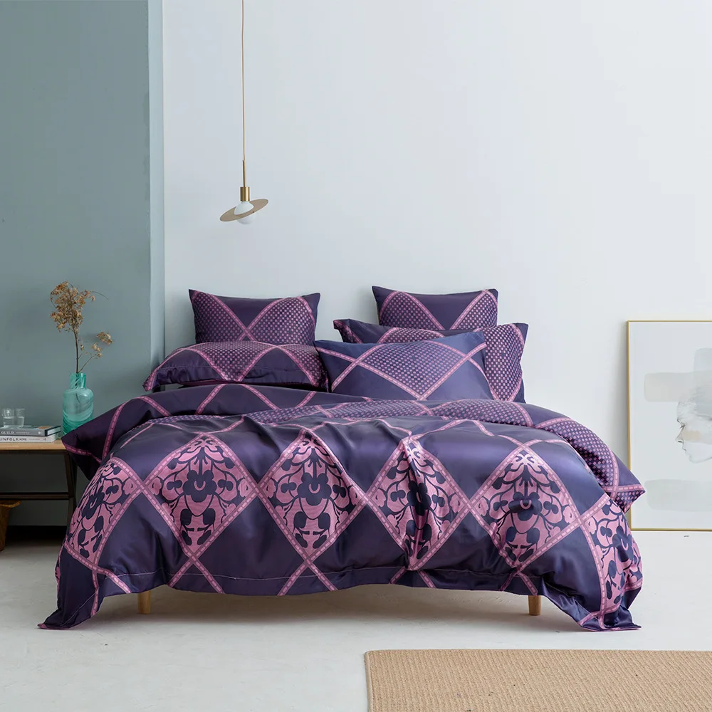 

new 2021 Bedding Sets Satin Strip Luxury Soft Home Textile Beddings and Bed Sets Duvet Cover Pillowcases