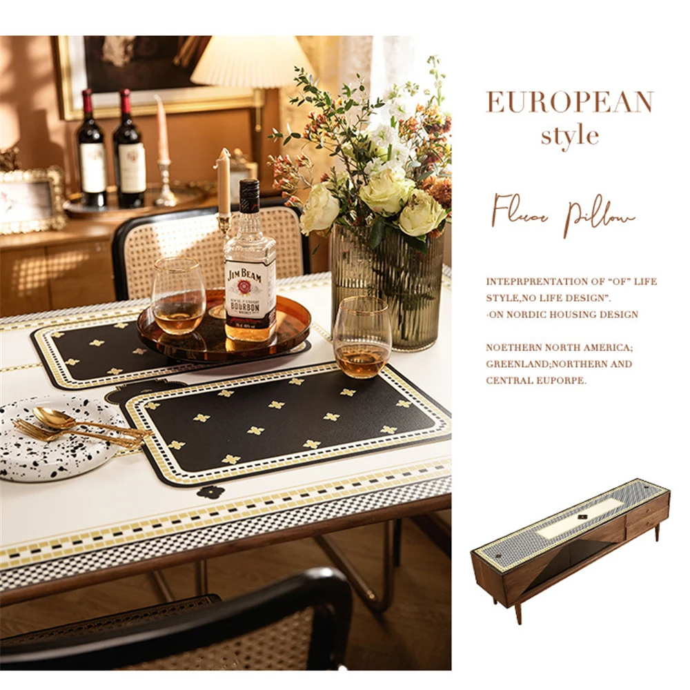 

30*40cm Vintage Leather Placemat Oil Water Resistant Mat Heat Insulation Non-Slip Tablemat Kitchen Tea Coffee Dessert Coaster