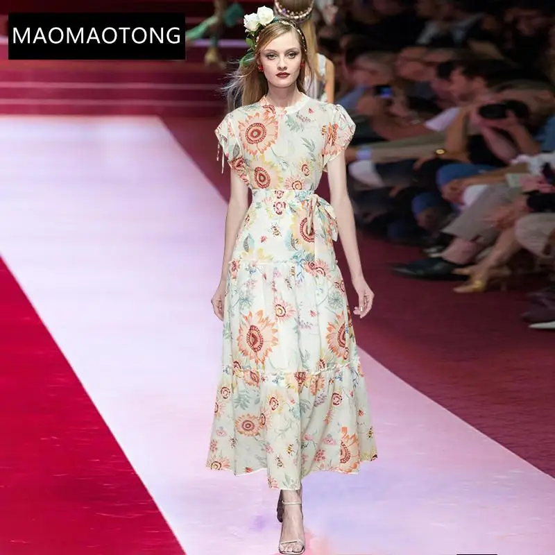 

Fashion Designer Summer Skirts Suit Women's Ruffle Short Sleeve Tops And Print High Waist Midi Skirts Two Pieces Set