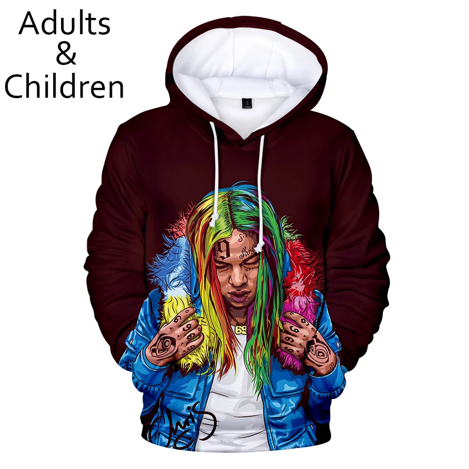 Толстовка Мужская/женская с капюшоном удобный свитшот 3D рисунком 6IX9INE на осень