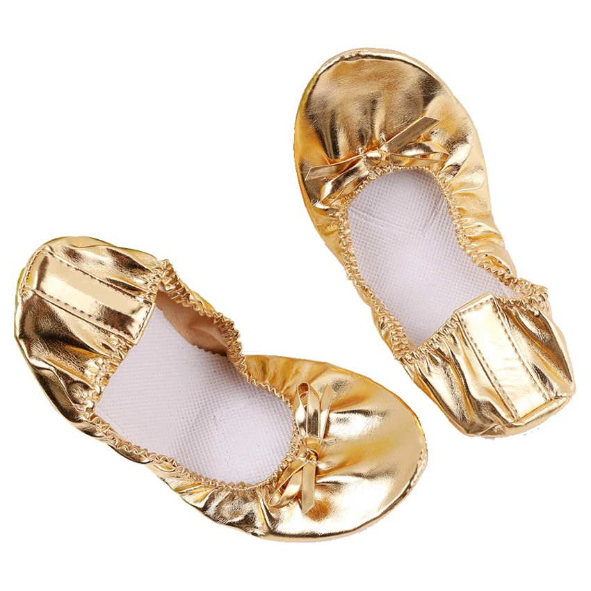 Soft Sole Kids Belly Dance Costumes Shoes Gold Slip-on Adult Woman Girls Dancing Ballet Performance Size 27-40 | Тематическая