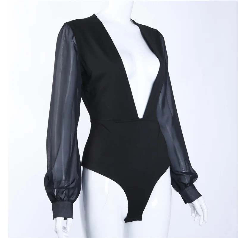 Женские комбинезоны с глубоким V образным вырезом винтажные сетчатые длинным