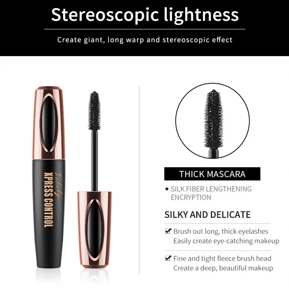 

4D Fiber Curl Mascara Long-lasting Mascara Extension Waterproof Mascara Curl Up Quick-drying Eyelash Makeup Brush Black