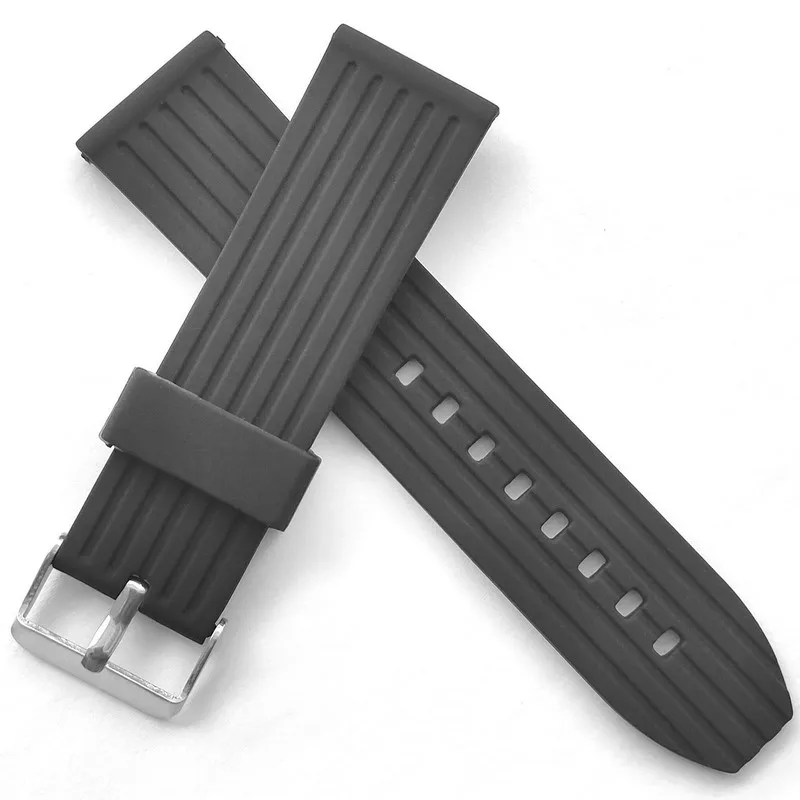 24mm Stripe Silicone Rubber Watch Band Hard Duty Silicon Durable Strap for Fashion Casual Sports Diver Watches | Наручные часы