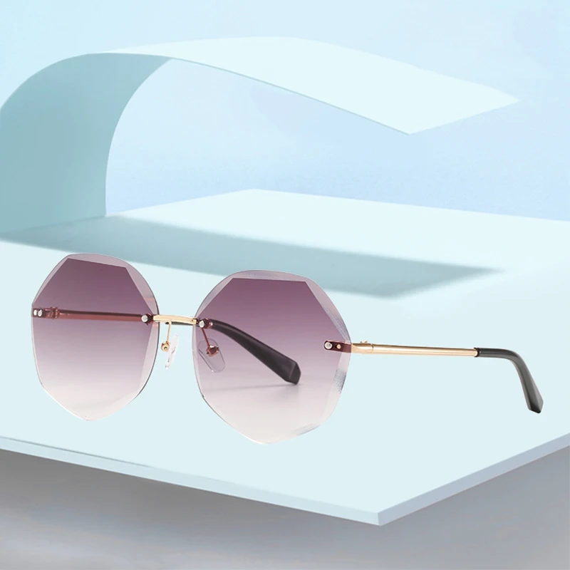 

Classic Trend Retro Polygon Frameless Sunglasses For Women Men Design Ladies Ocean UV400 Sun Glasses Shades Eyewear