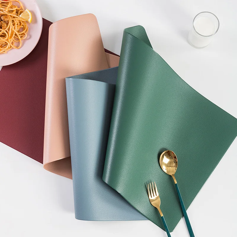 

Set of 4/6/8/10 Faux Leather Placemats Heat Resistant Easy To Clean Non-Slip Rectangle Mat for Kitchen Dining Table Decorations