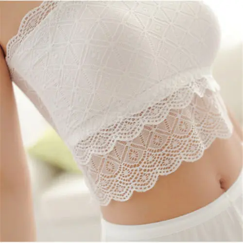 Sexy Women Lace Floral Stretch Strapless Bandeau Bra Boob Tube Crop Top Vest |