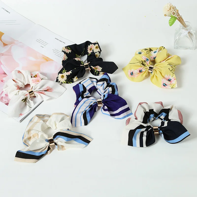 Милая женская резинка для волос LOVINGSHA с ушками кролика цветочные аксессуары