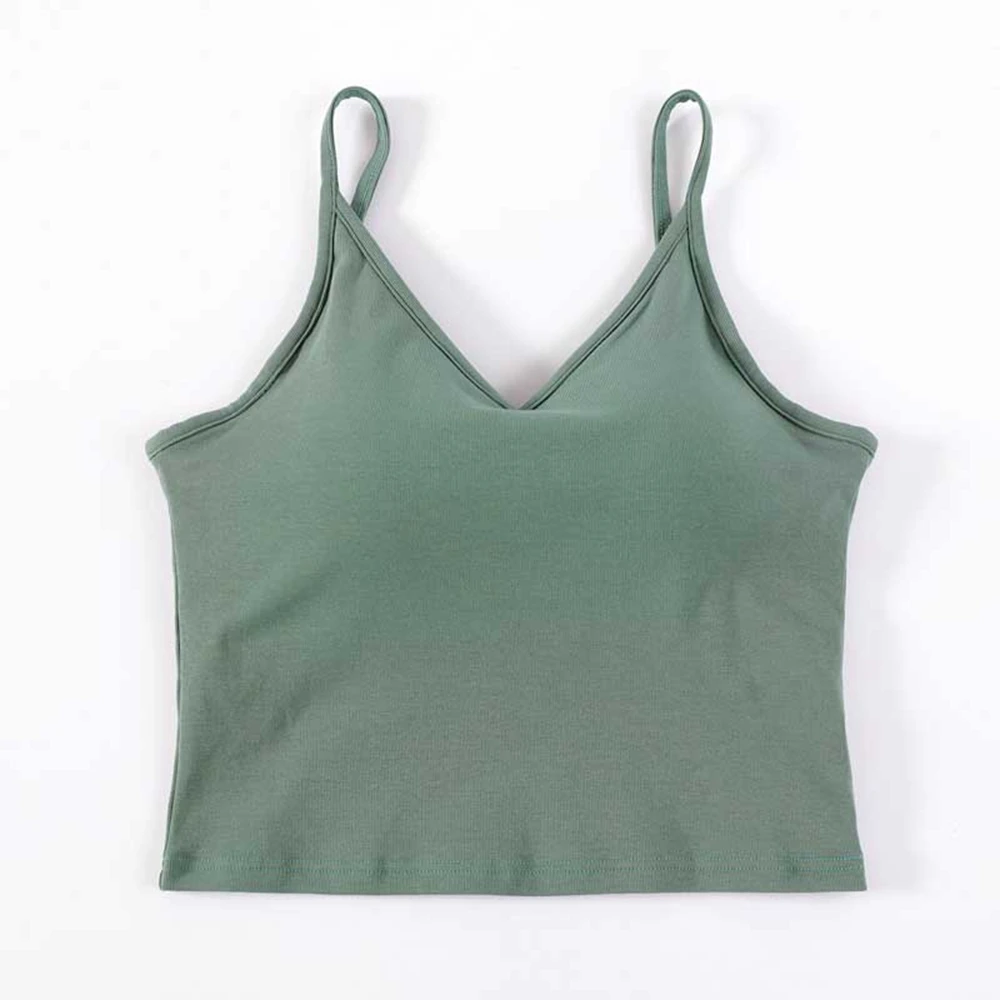 AMYO 2020 Summer Cotton Camisole Women Tshirt Camis with Built In Shelf Bra Adjustable Spaghetti Strap Vest | Женская одежда