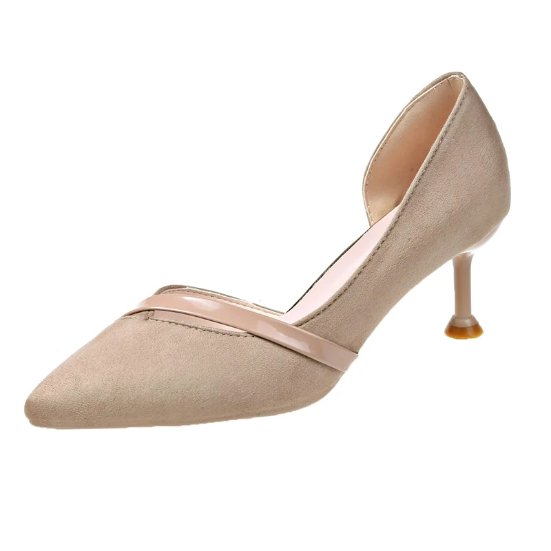 

Spring Women Dress Shoes Pointed Toe Medium Heels Patchwork Pumps Fashion Woman Shoes Ladies Boat Shoes Zapatos Mujer U14-33