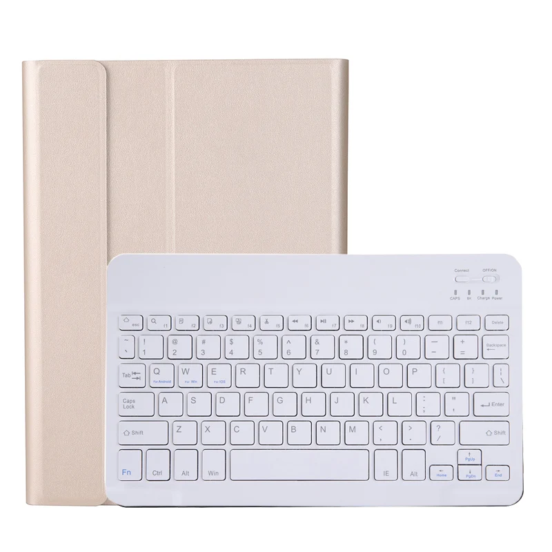 Gold-White Клавиатура чехол для Samsung Galaxy Tab A 8,0 S-ручка SM-P205 P200/SM-T295 T290 тонкий кожаный Bluetooth Keybaord чехол для планшета - Цвет: Gold-White