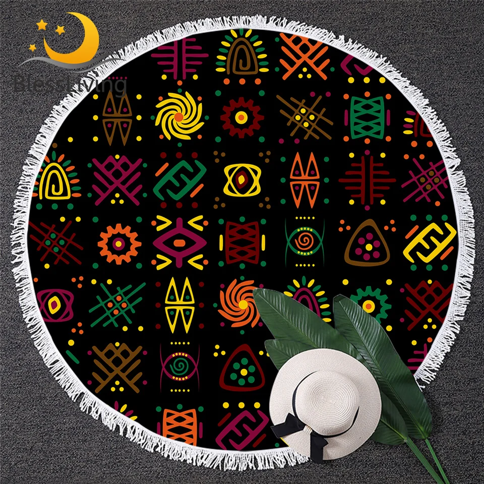 Blesslive древнее египетское пляжное полотенце с принтом в виде Hieroglyphs круглое
