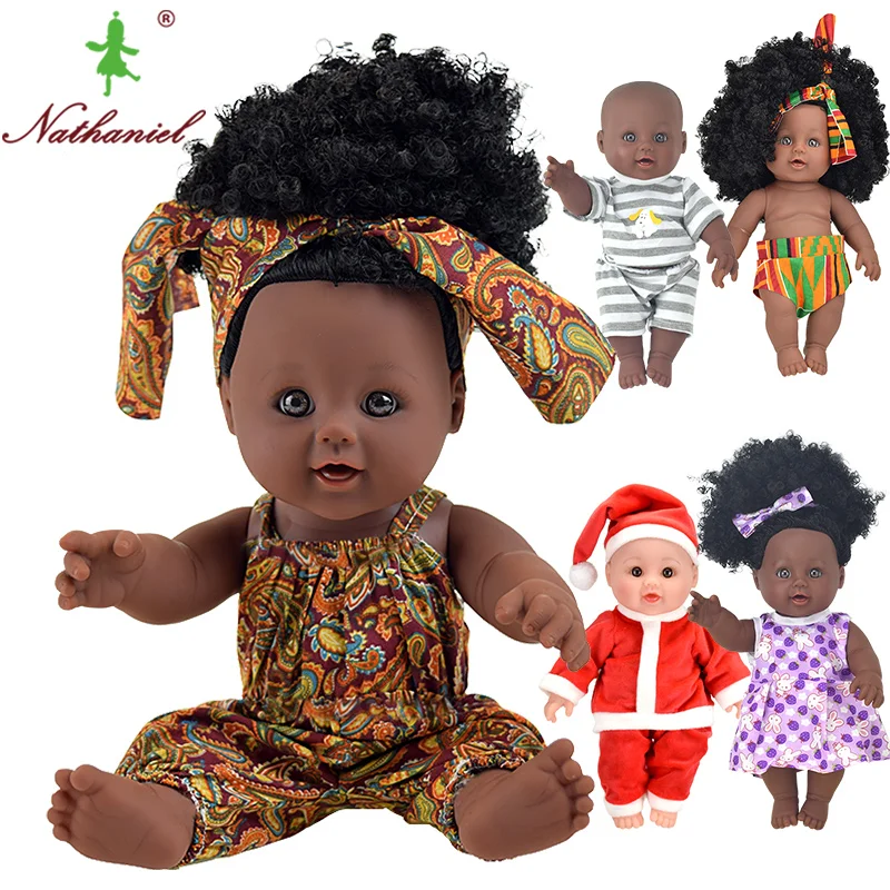 

green black doll afro hair black baby 30cm 12inch reborn boneca pop dolls baby newborn full silicone baby doll alive poupee