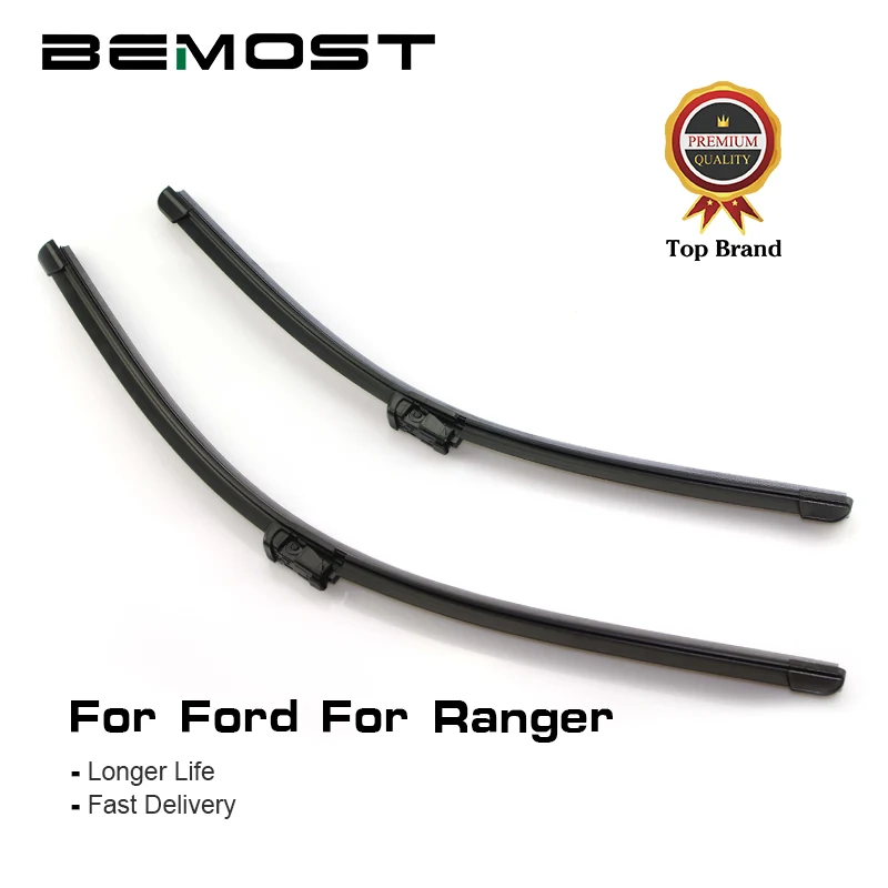 

BEMOST Car Clean The Windshield Wiper Blades Rubber For Ford Ranger Model Year From 1999 To 2018 Fit Push Button/U Hook Arms