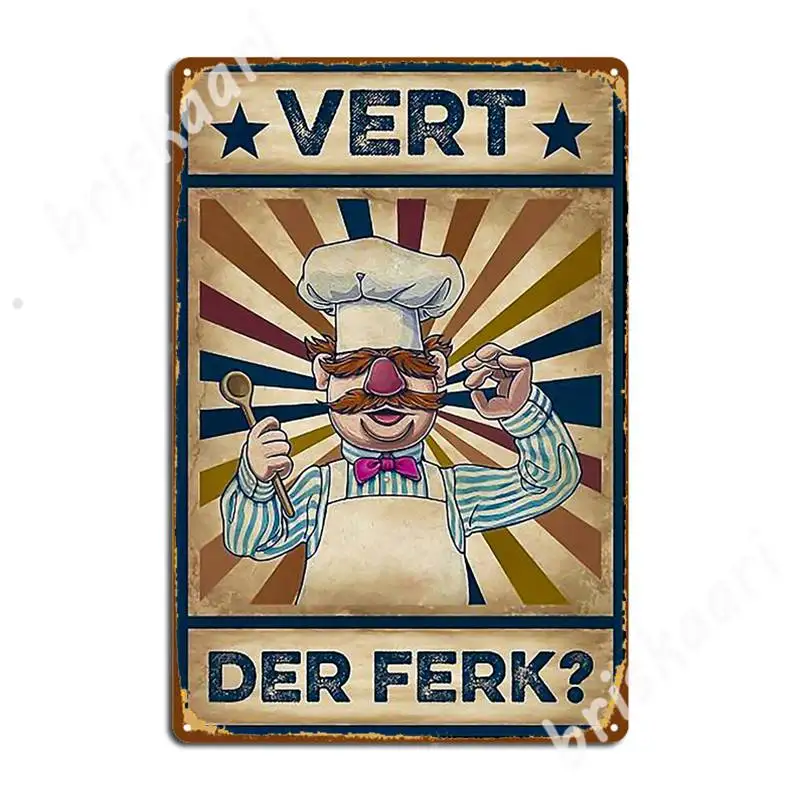 

Плакат Vert Der Ferk Cook шведский шеф-повар металлические знаки роспись стена пещерный гараж Club создание жестяных знаков плакаты