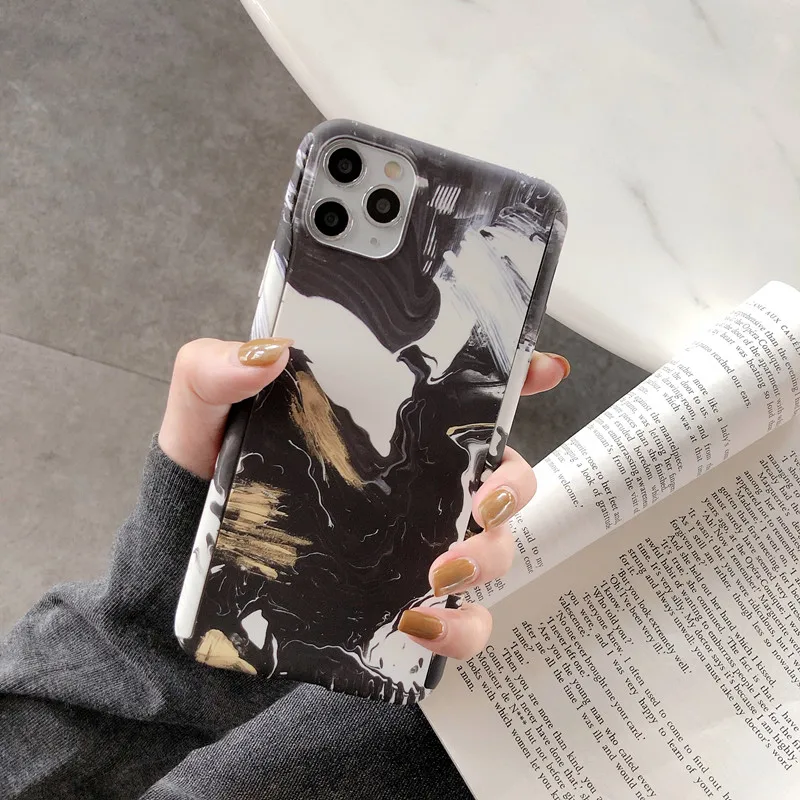 Модный Твердый чехол для iPhone 11 Pro Max XS Max X XR 6 6S 7 8 Plus с полной защитой, 360 градусов, пластиковый чехол - Цвет: 360 Marble 6
