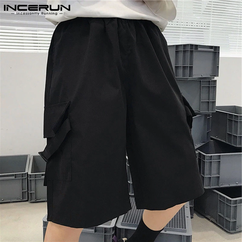 

Fashion Men Shorts 2021 Elastic Waist Breathable Summer Korean Shorts Streetwear Pockets Loose Casual Men Bottoms S-5XL INCERUN
