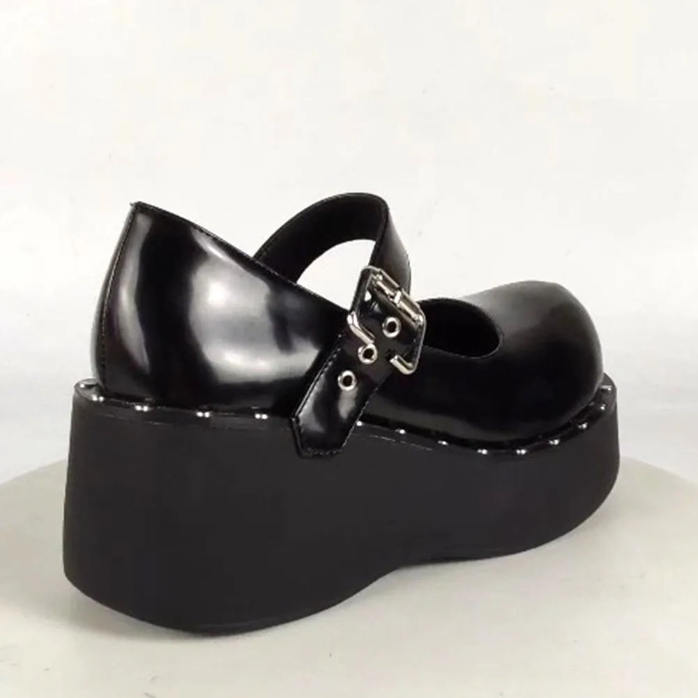 

New Arrivals 2021 Platform Wedges Pumps Buckle Strap Black Marry Jane Girls For Women Elegeant Cute Sweet School Korean Summer