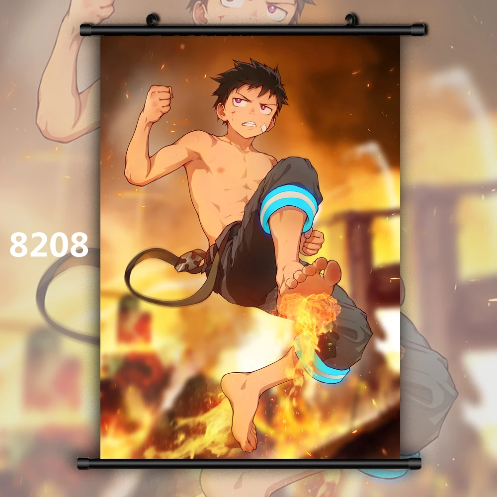 8208 Enen no Shouboutai Fire Force Kusakabe Shinra Benimaru Shinmon Аниме Манга плакат в рулоне - Цвет: 8208