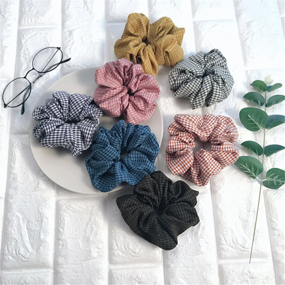 Новинка осенне зимняя тканевая клетчатая резинка для волос очень мягкая