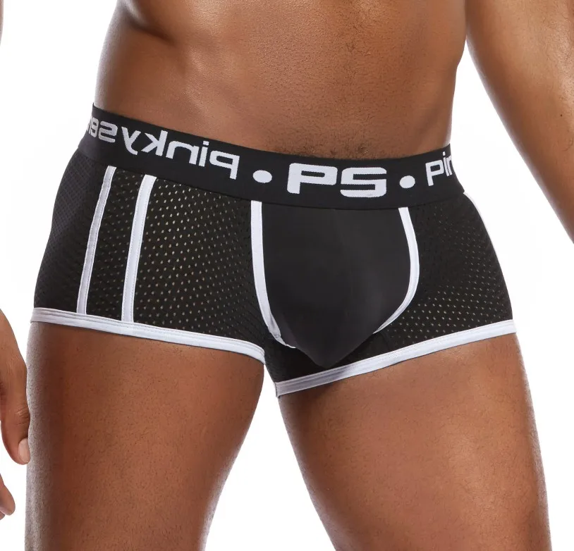 LANVIBUM Брендовое нижнее белье боксеры для мужчин дышащие сетчатые мужские трусы