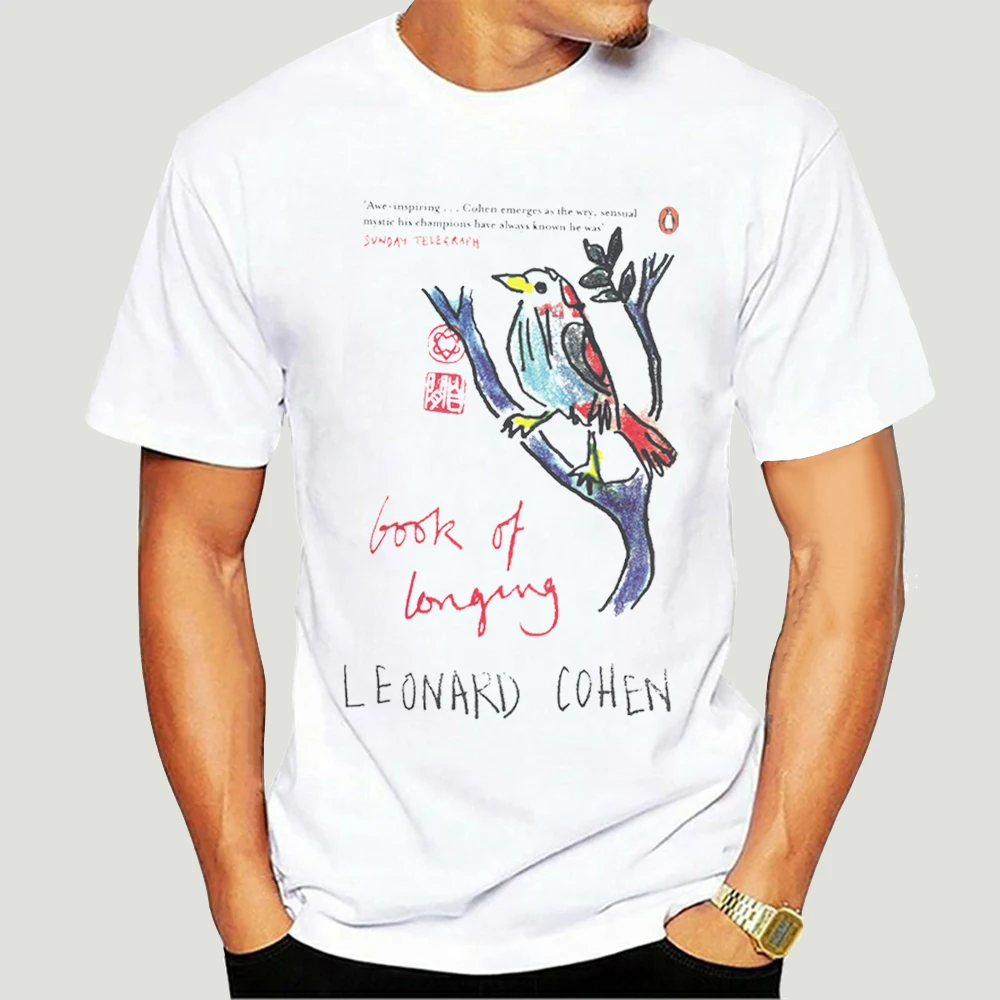 Модные летние Стиль мужские парусиновые книга томления Leonard Cohen платье рубашки с