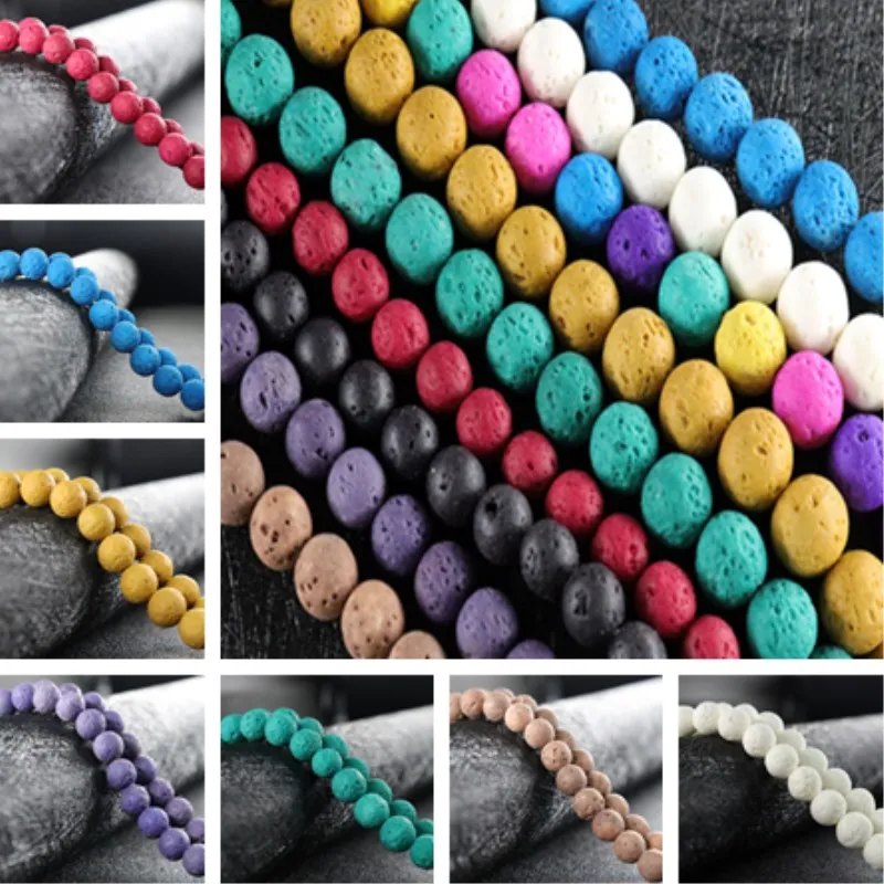 

Wholesale 8/10/mm Volcanic Rock Natural Jade Round Beads Jewelry Making DIY Bracelet Necklace Accessories