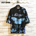 Футболка мужская оверсайз с принтом бабочки, тенниска с круглым вырезом в стиле хип-хоп, Повседневная модная рубашка свободного покроя, уличная одежда, лето, 5XL