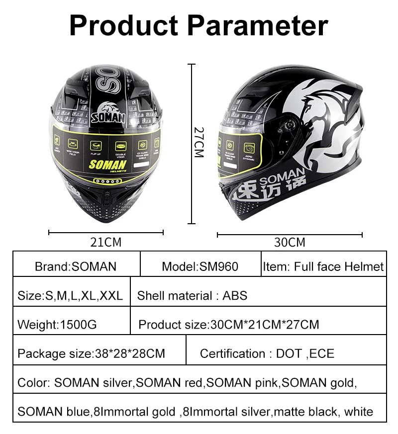 SOMAN 960 ECE утвержденный гоночный мотоцикл шлем с полным лицом уличный велосипед Verspa