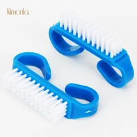 10pcslot nail clean brush plastic handle diy manicure tools dust removal nail art brushes fingernail cleaning tool blue color