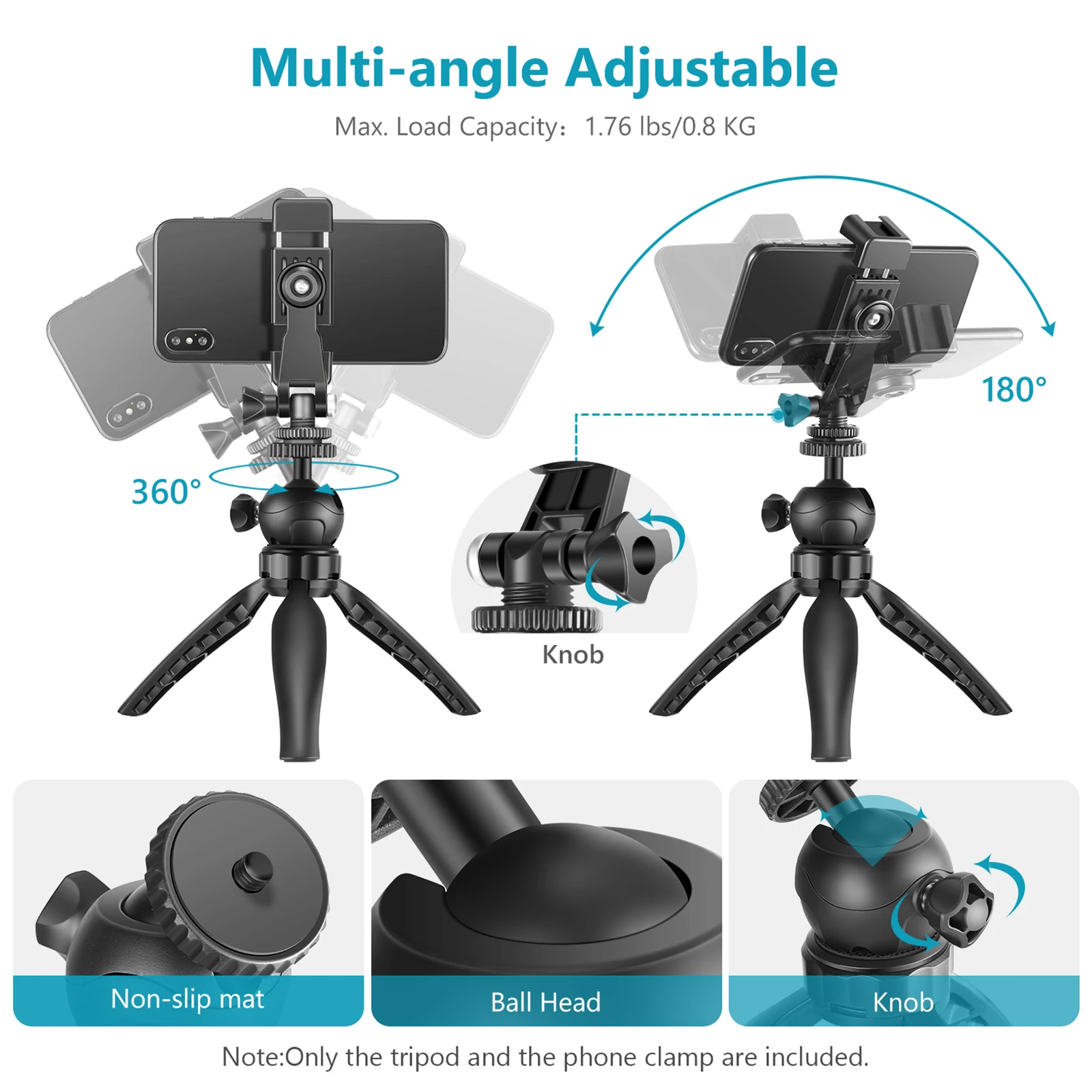 Настольный Штатив Neewer для телефона Трипод с держателем смартфона работает