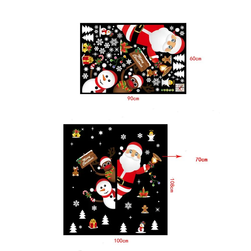 Мультяшные рождественские наклейки для витрины на окно съемный Санта Клаус