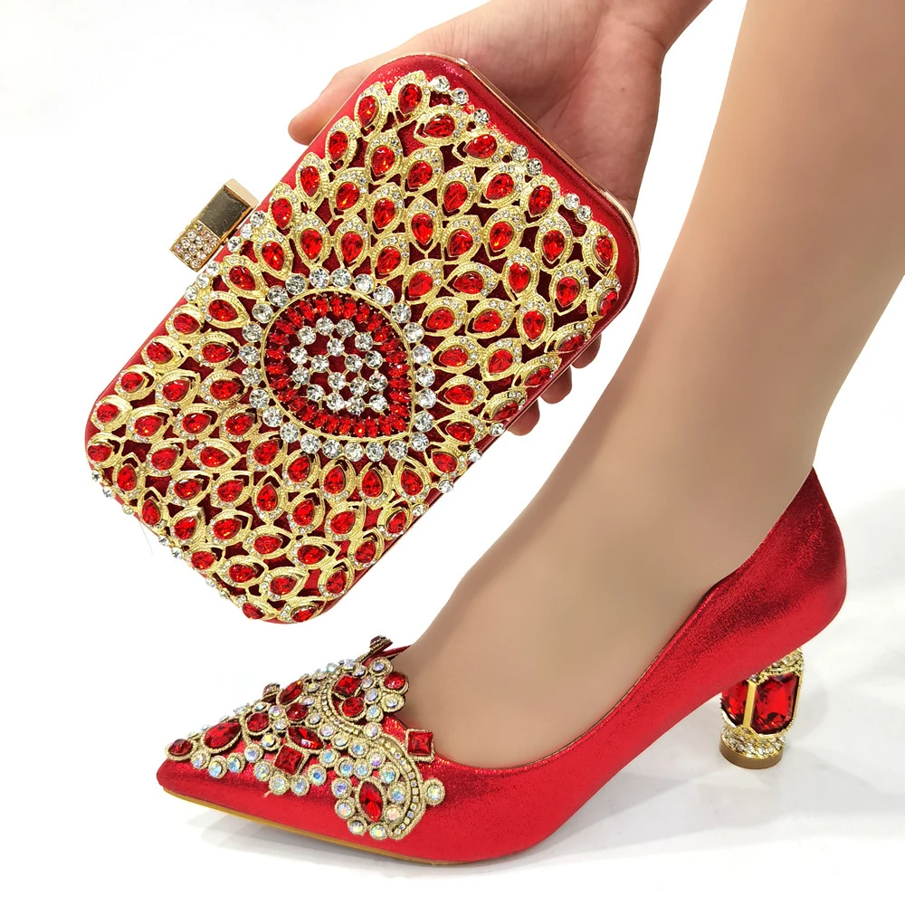 

doershow African Matching Shoes and Bags Italian In Women Nigerian Party Shoe and Bag Sets Women Shoes and Bag Set SAS1-4