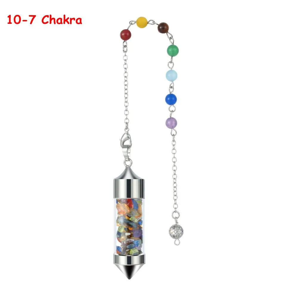 B10 Reiki Healing 7 Чакра натуральная подвеска в виде каменного маятника для придания шестиугольной призмы Пирамида белый розовый кристалл обсидиан подвески - Окраска металла: B10