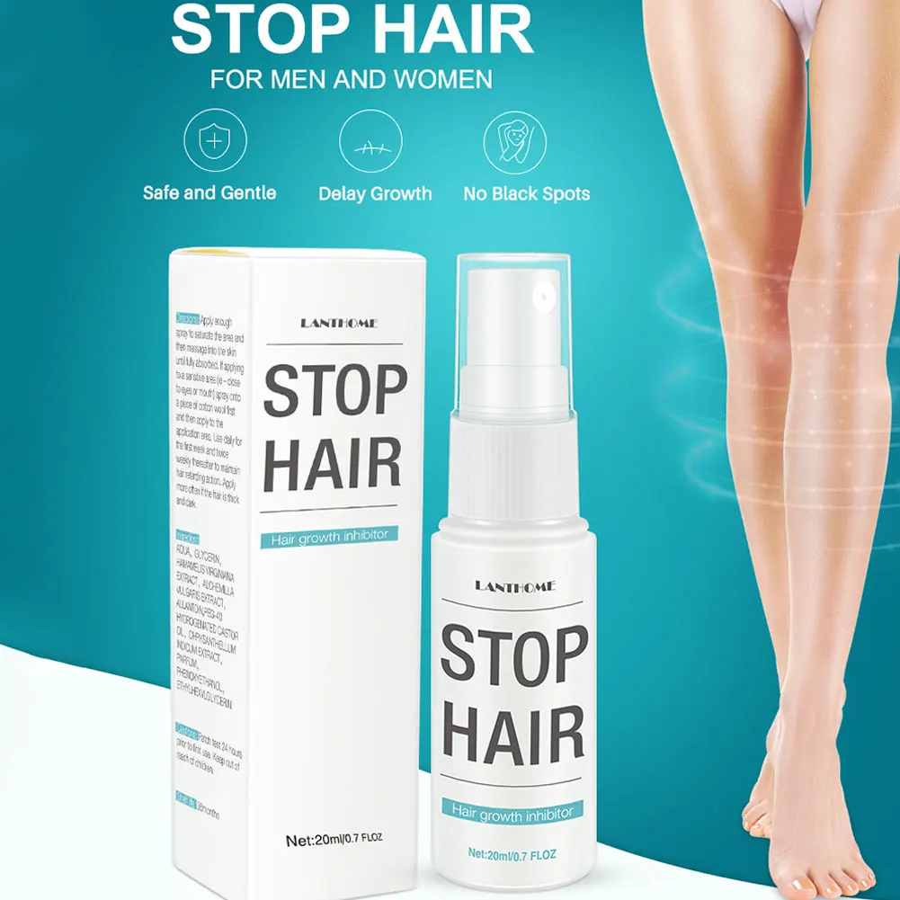 

Lanthome Hair Growth Inhibitor Painless Hair Stop Growth Spray Hair Removal Spray Face Arm Leg Skin Smooth Repair Essence