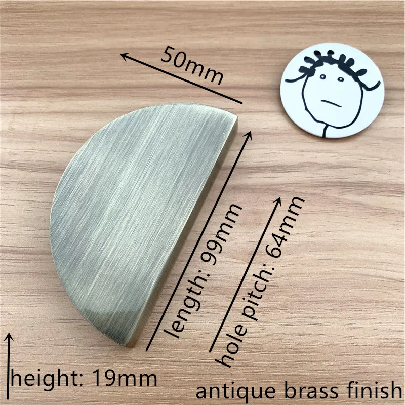antique brass finish LCH полукруглый твердый цинковый сплав матовый золотой черный цвет ручка для шкафа выдвижная ручка дверная тяга китайский стиль полумесяц - Цвет: antique brass finish