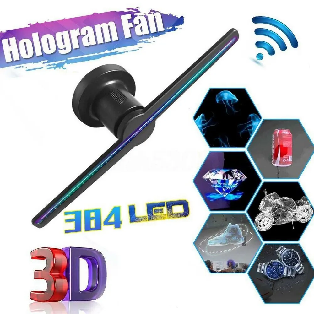 

Holograma 42cm 50cm Wifi 3D Holographic Projector Hologram Player Naked Eye LED Display Fan Advertising Light APP Control