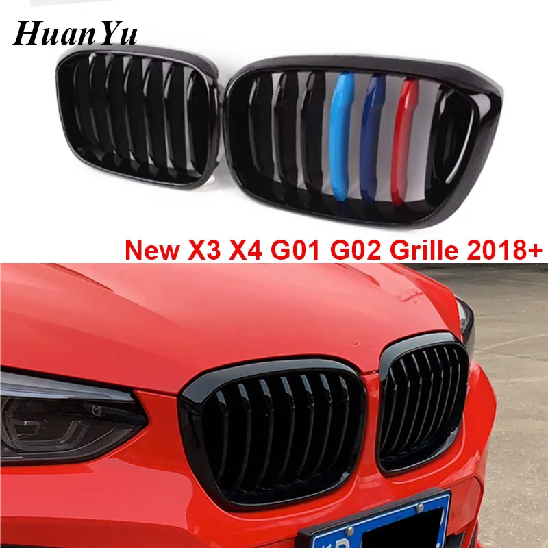 1 пара цветная Передняя ножевая решетка G01 G02 M для BMW New X3 X4 Series slat замены бампера