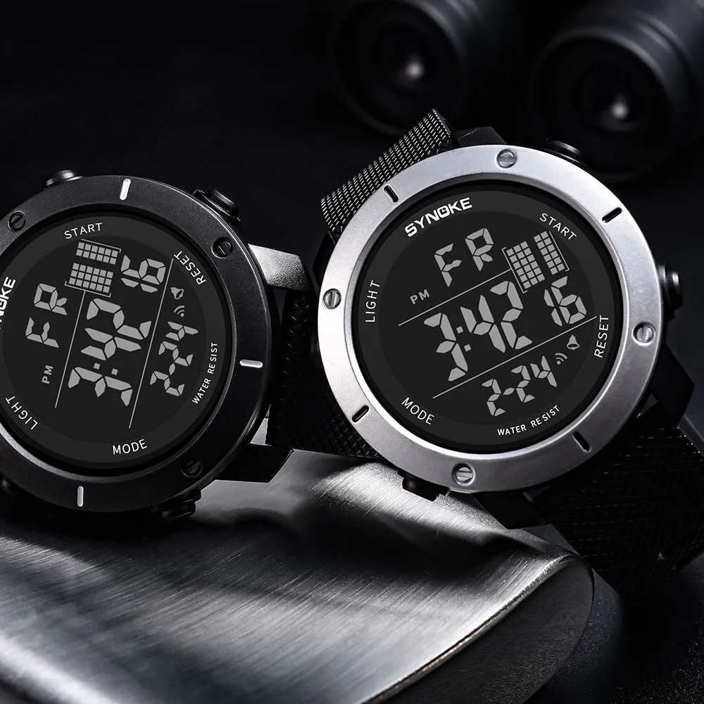 Часы наручные мужские цифровые модные армейские зеленые спортивные с большим