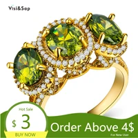 visisap yellow gold color 3 large green zircon rings for women 4 color options anniversary hyperbole ring jewelry supplier b1088