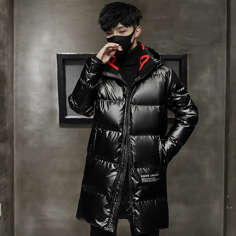 Новинка 2019 зимняя длинная мужская куртка из искусственной кожи стильный мужской
