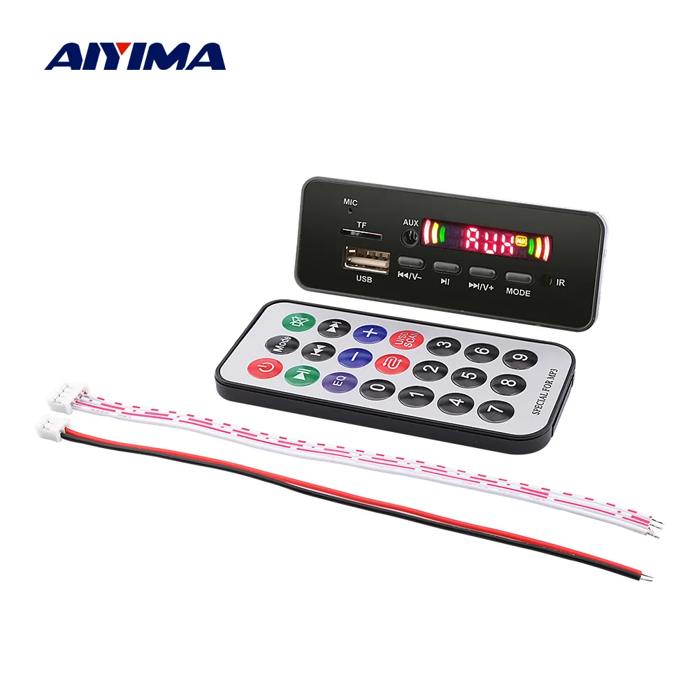 AIYIMA 12 в Bluetooth декодер плата цветной дисплей декодирование MP3 плеера WMA WAV FLAC USB TF FM