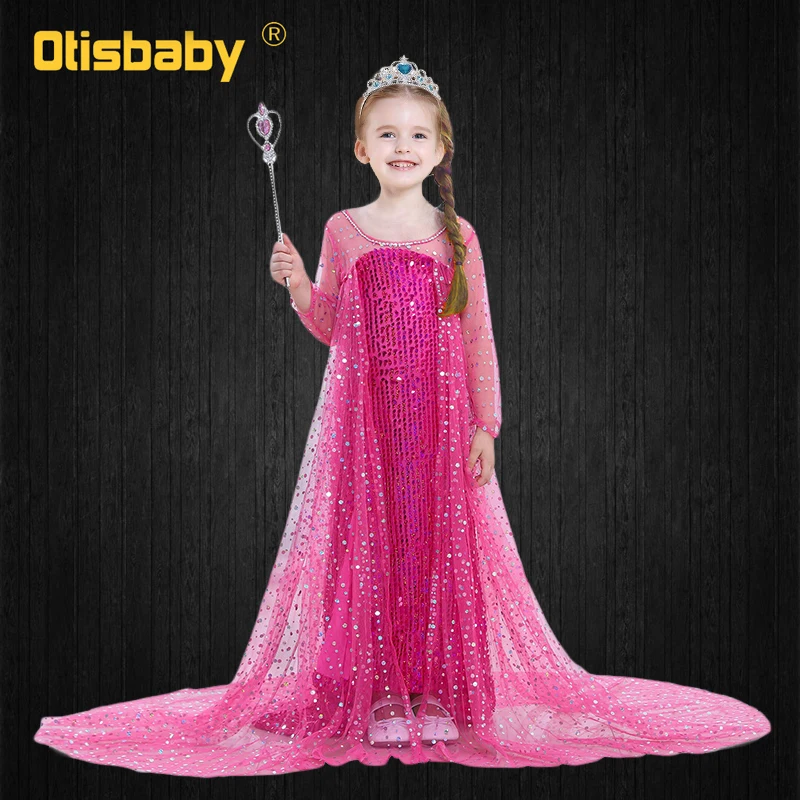 Платье Эльзы для девочек одежда Снежной королевы детское белое длинное платье с