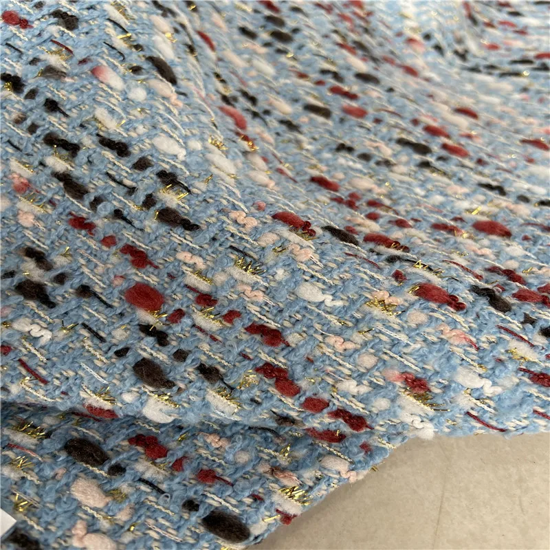 Бесплатная доставка иглопробивной твидовая ткань цвет небесно-синий красочные с